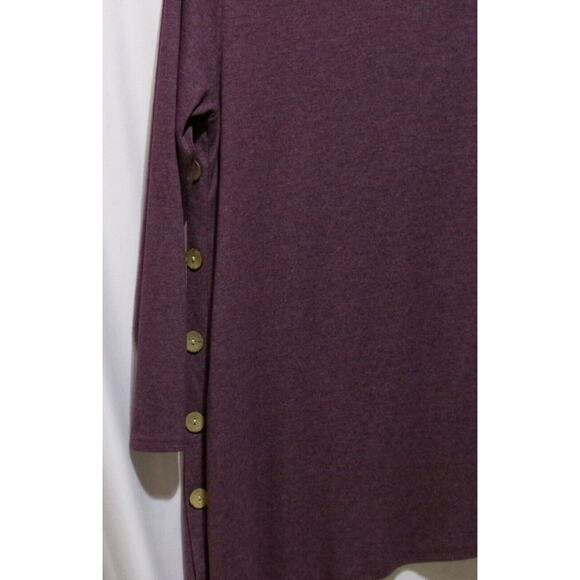 iGENJUN Maroon Faux Button Detail Long Sleeve Shirt Dress Women Sz 2XL - Picture 4 of 5